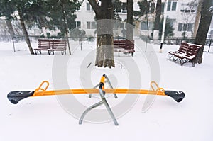 Empty playground in winter