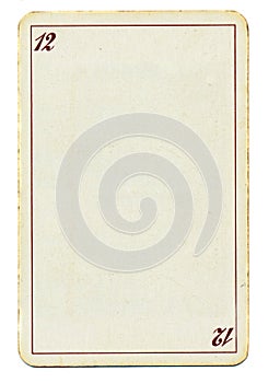 Empty playing card paper background with number twelve 12