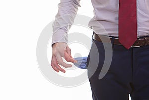 Empty pockets for recession, bankrupt, or crisis