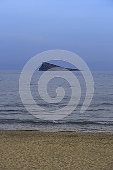 Empty Poniente Beach in the afternoon in Benidorm