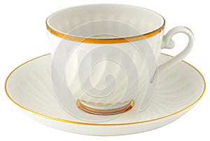 Empty porcelain cup and saucer