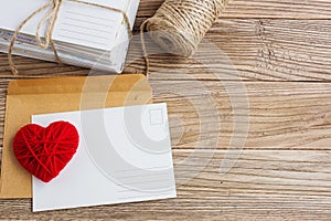 Empty postcard, postcrossing, Red heart love letter