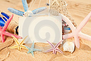 Empty postcard with starfish