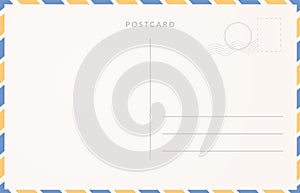 Empty postcard template. Moder travel card design photo