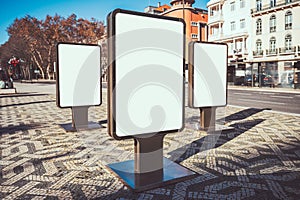 Empty posters on a street, template