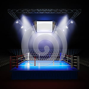 Empty professional boxing ring.