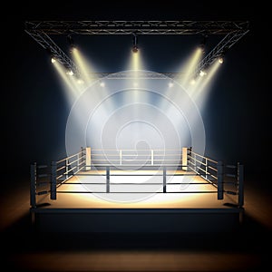 Empty professional boxing ring.