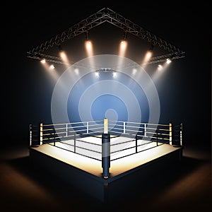 Empty professional boxing ring.