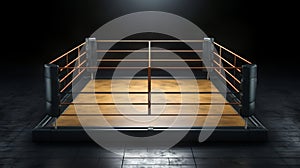 Empty Professional boxing ring. Concept of sports, competition, boxing match, professional arena, spotlight