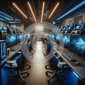 an empty professional gaming cafÃÂ© room