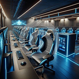 an empty professional gaming cafÃÂ© room