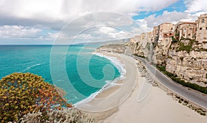 Empty public beach in Tropea, Italy - Calabria photo