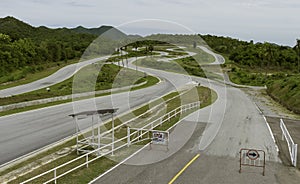 Empty racing track for motor bike in the mountain