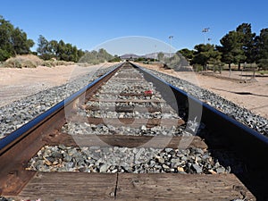 An empty railroad track with no end.