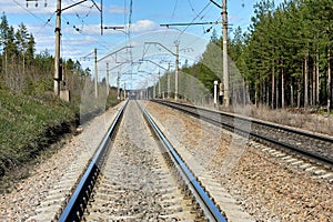 Empty railroad train tracks