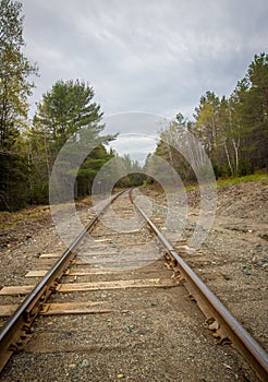 Empty railroads tracks in Canada