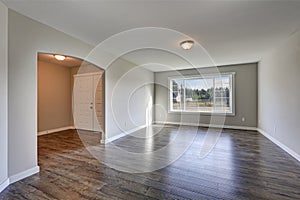 Empty rambler home interior with grey walls paint color