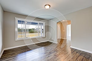 Empty rambler home interior with grey walls paint color