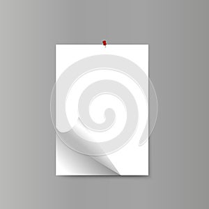 Empty realistic vertical paper poster with curled corne