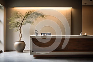 Leer Rezeption kalt modern Beleuchtung hervorheben elegant minimalistisch Zähler 