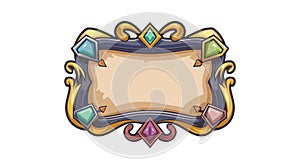 Empty rectangle frames in medieval style for game ui design. Vector cartoon set of user interface elements with golden bronze...