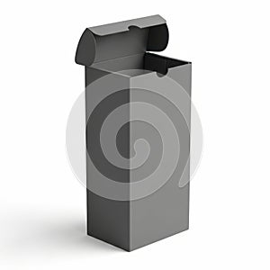 Empty rectangular cardboard box with open top