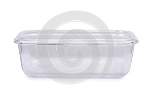 Empty rectangular glass container