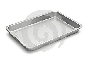 Empty rectangular metal baking pan for cooking and baking isolated on white background