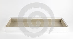 An empty rectangular white cardboard box. Layout for design and advertising. Gift box on a white background.