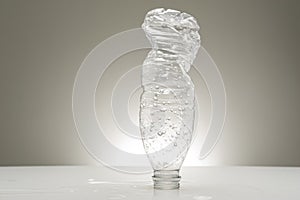 Empty recyclable plastic water bottle