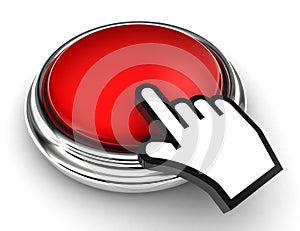 Empty red button and pointer hand