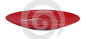 Empty red ceramic plate isolated on white