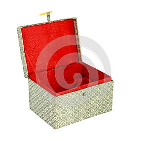 Empty red Chinese gift box isolate