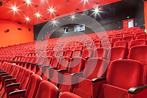 Empty red cinema or theatre seats