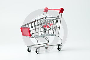 Empty red color shopping cart