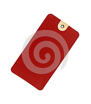 Empty red label or price tag isolated on a white background, With clipping path