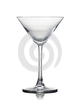 Empty red martini glass isolated on a black background