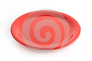 empty red plate isolated on a white