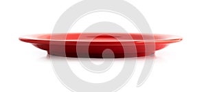 empty red plate isolated on a white