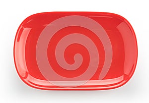 empty red plate isolated on a white