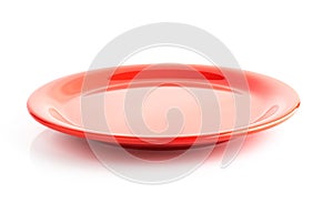 empty red plate isolated on a white