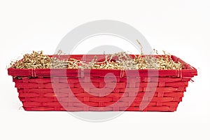 Empty red quadrant straw basket photo