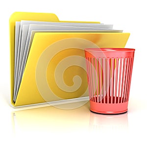 Empty red recycle bin folder icon