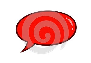Empty red speech bubble comic design element with cartoon effect, isolated on white background