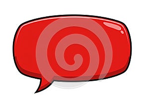 Empty red speech bubble comic design element with cartoon effect, isolated on white background. 3d