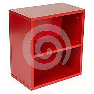Empty Red Square Shelf isolated on white background