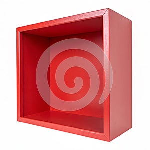 Empty Red Square Shelf isolated on white background