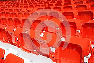 Empty, red stadium seats