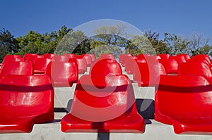 Empty red stadium seats