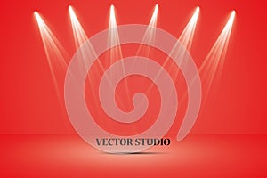 Empty red studio room, used as background for display your products - Vector